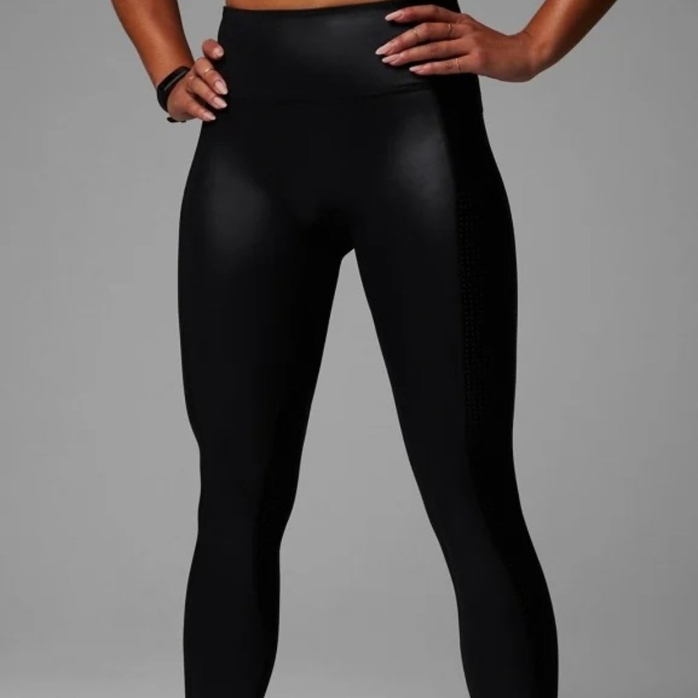 Fabletics RARE SOLD OUT High-Waisted Legging XL XXL Black Shine LIQUID NWT
